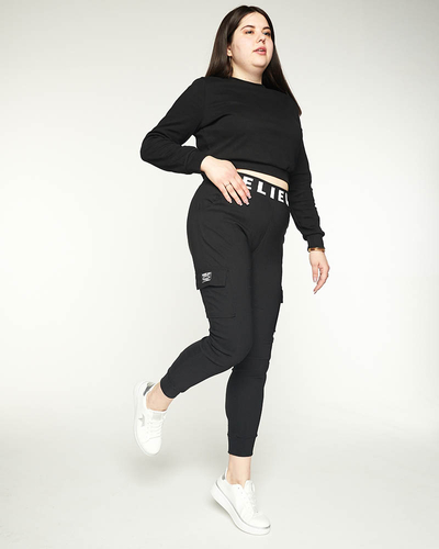 Black cargo pants a'la women with pockets PLUS SIZE - Clothing