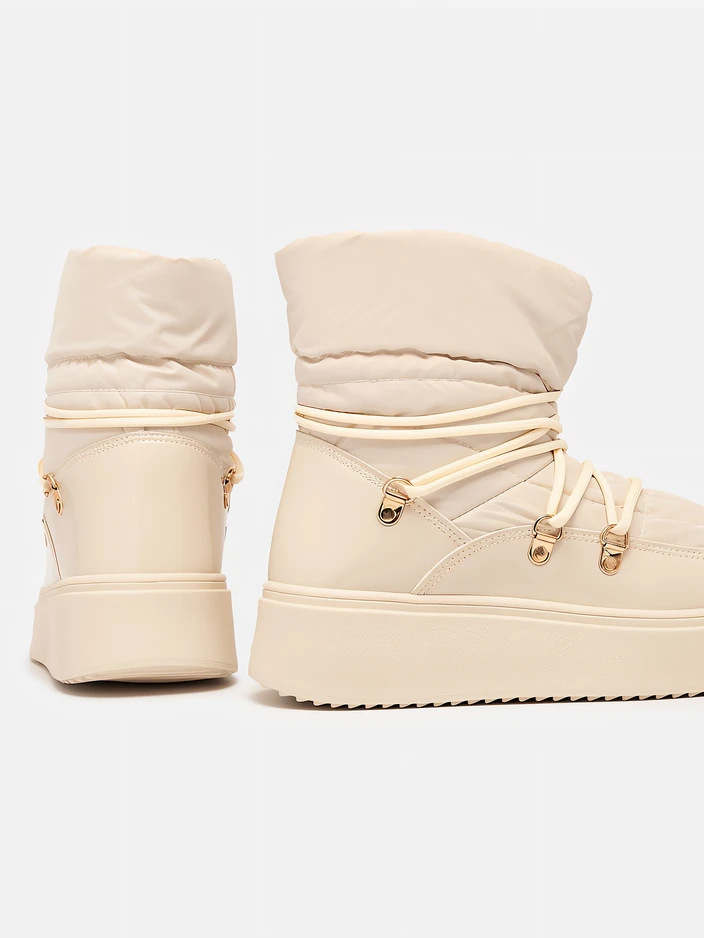 Royalfashion Women's slip-on snow boots in cream color Dabenda