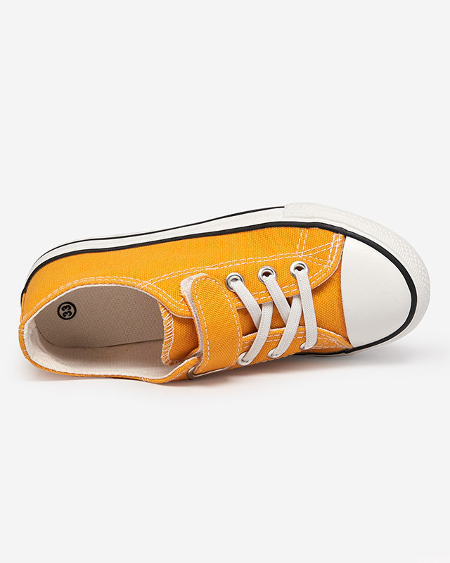 Mustard sneakers for girls with Velcro Finso - Footwear