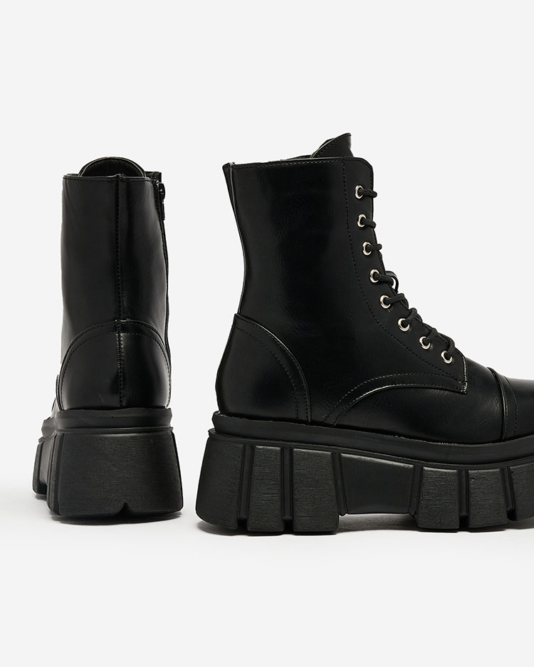 Royalfashion Women's black platform baggers boots Ceminas