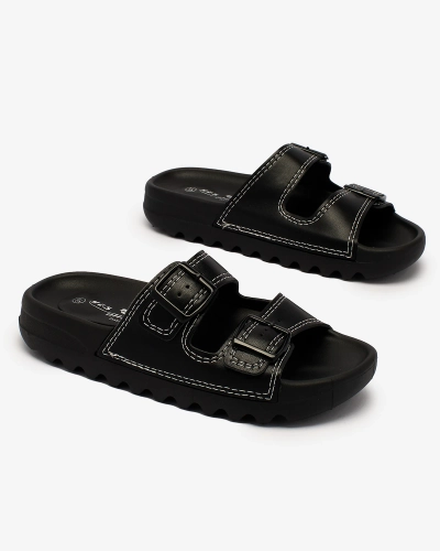 Royalfashion Black women's flip-flops with buckles Kallov