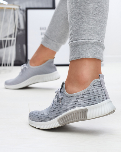 Grey women's fabric sports shoes Vobbu- Footwear