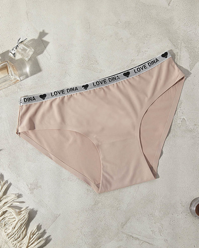 Women's beige smooth panties with laser cut - Underwear