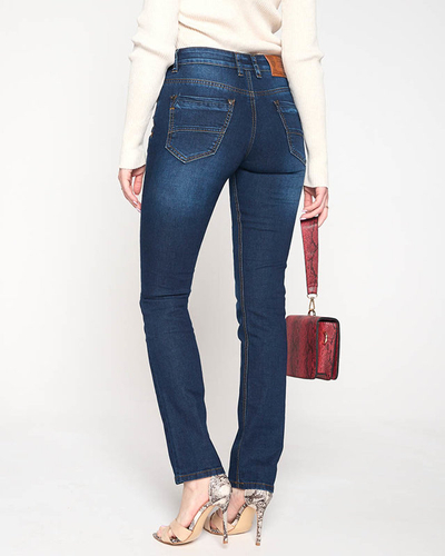 Women's navy blue straight jeans - Clothing