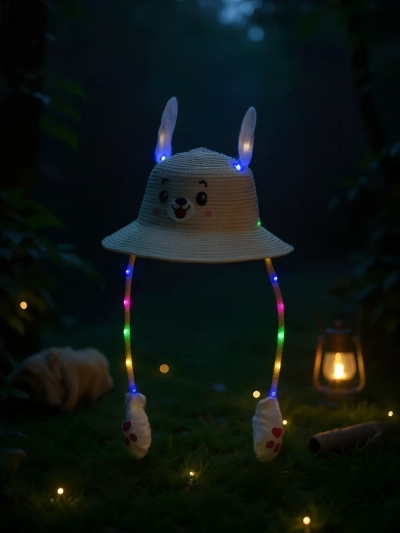 Royalfashion Children's Straw Hat Glow Puppy Hat