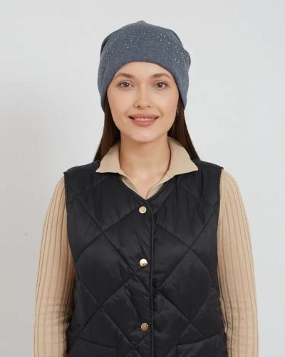 Royalfashion Women's beanie hat with rhinestones