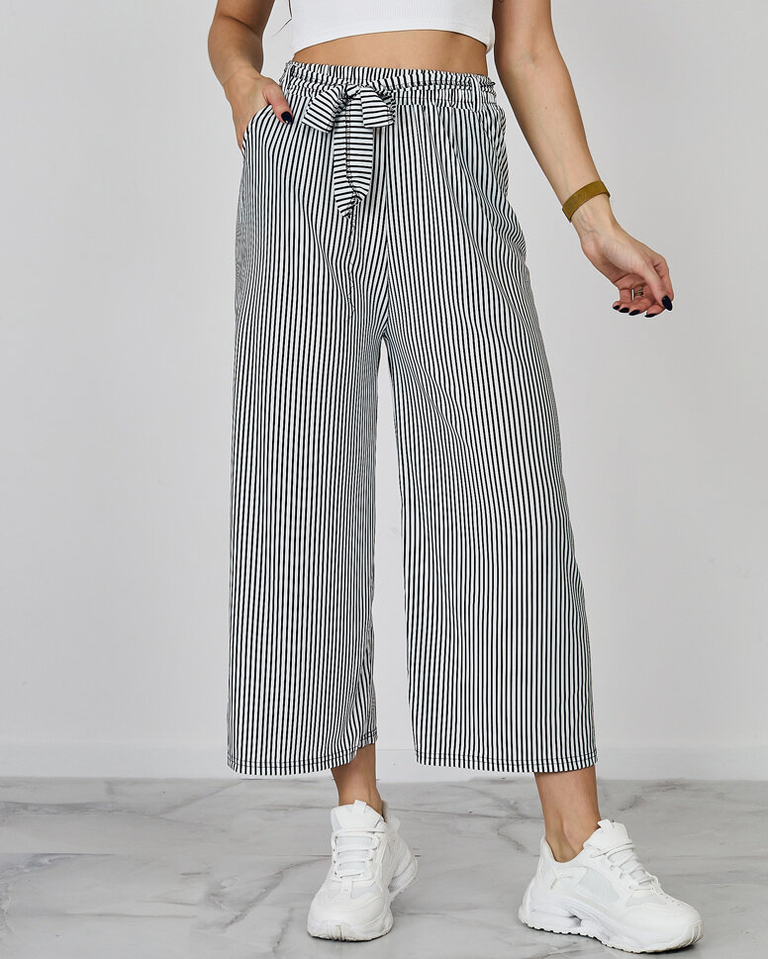 Royalfashion Women's wide 7/8 striped pants