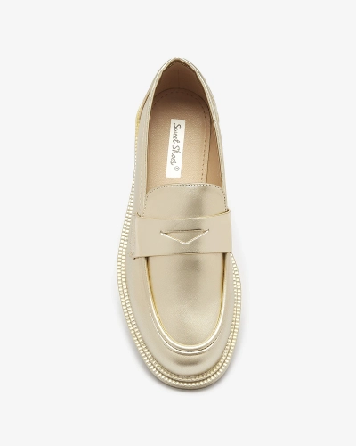 Golden women's moccasins made of eco leather Zibom- Footwear
