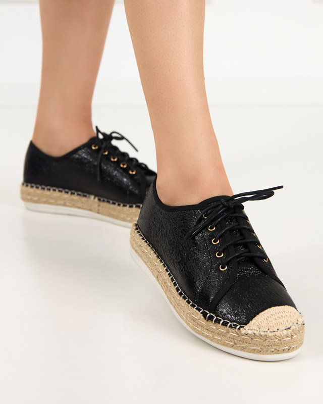 OUTLET Women's black lace-up sneakers Furmoni - Footwear