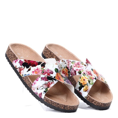 Белые тапочки Descynes с цветочным рисунком - Обувь