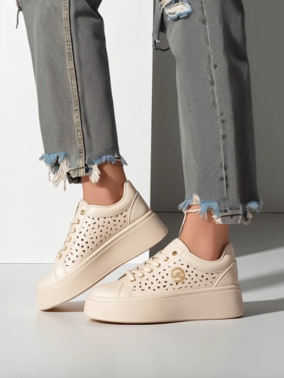 Sneakers Ecru pou fanm sou platfòm Boreas Royalfashion po ekolojik