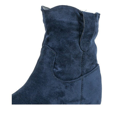 Granatowe botki na krytym koturnie Kely - Obuwie