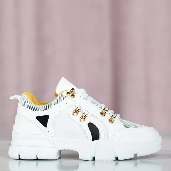 Białe sneakersy damskie na grubej podeszwie Olyssotia - Obuwie