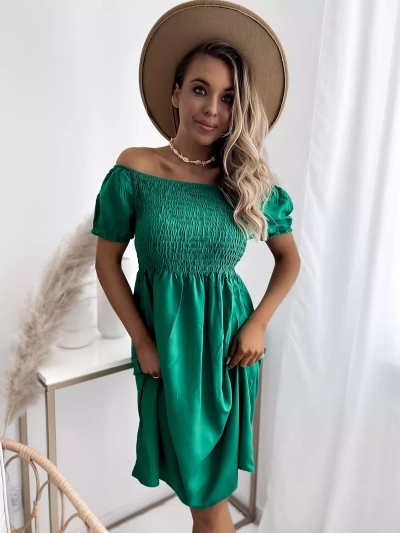 Green women's mini dress a'la hiszpanka- Clothing