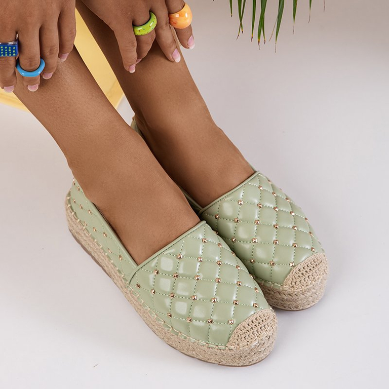 Women's quilted green espadrilles on platform Erolovai - Footwear