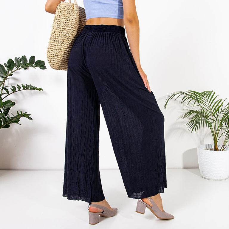 Loose navy blue knitted palazzo trousers - Clothing