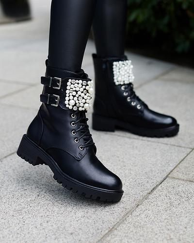 Black boots with pearls Mais - Footwear