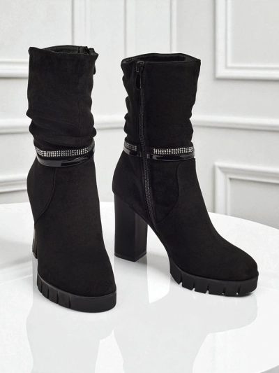 Ботильоны женские эко-замшевые на каблуке-столбике BrambleDusk