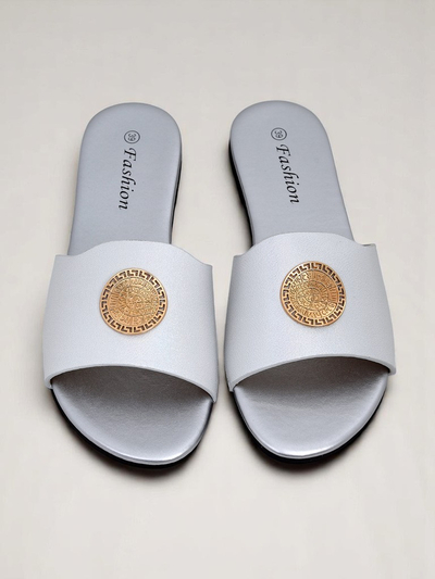 Royalfashion Damskie klapki na płaskij podešvje Golden Slip