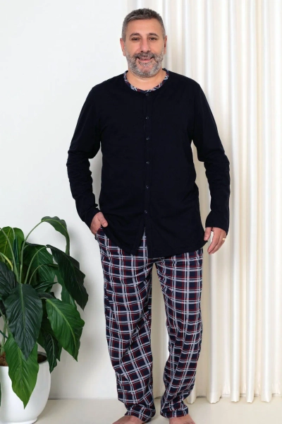 Royalfashion Мужские хлопковые пижамы с клетчатым рисунком, размеры ПЛЮС