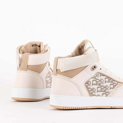 Beige women's high sports sneakers Xosa - Footwear