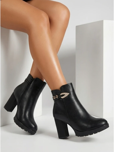 Women's Sylvar Eco-Leather Ankle Boots with Block Heel