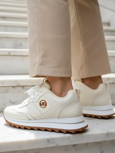 Lav: Royalfashion Alba Ocieplane Sneakersy Damskie Biale Ekoskora na Platformie