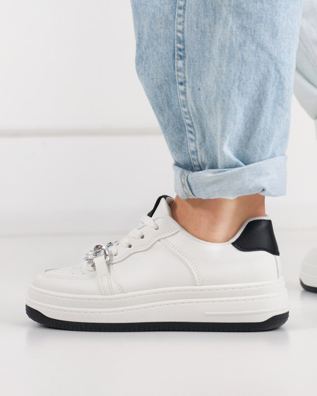 Black and white sports shoes for women sneakers with a chain Nevito - Footwear