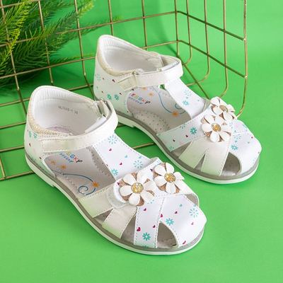 OUTLET White girls' sandals with Laluna decorations - Footwear