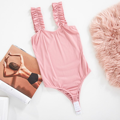 Women's pink ribbed bodysuit - Clothing
