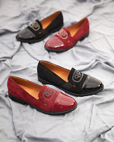 Black women's moccasins with a varnished Velqi toe - Footwear