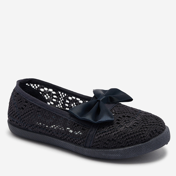 Meiteņu tumši zilas slip on kedas ar loku Sweet Time - Apavi