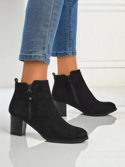 Women's eco-suede heeled ankle boots Midnight Bloom