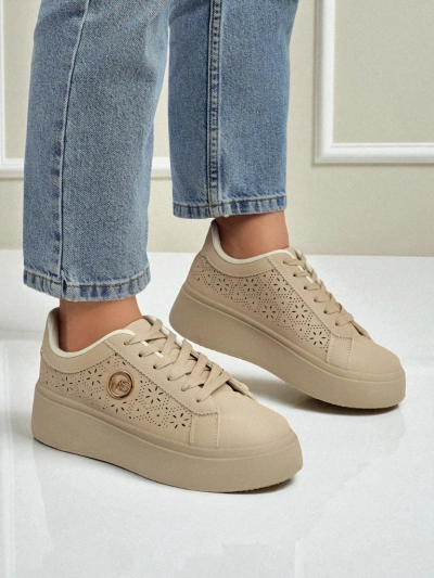 Women's platform sneakers Callista Royalfashion ecru eco-leather