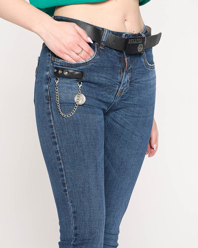 Navy blue straight-leg jeans for women - Clothing