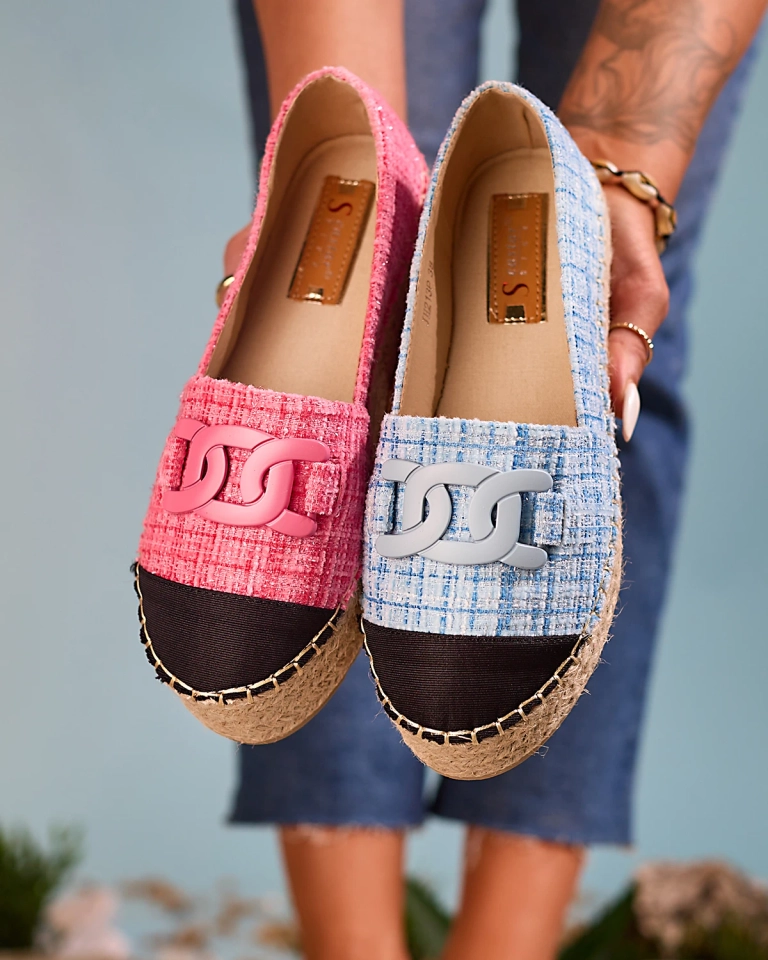 Royalfashion Sieviešu pleds espadrilles rozā krāsā Dempik