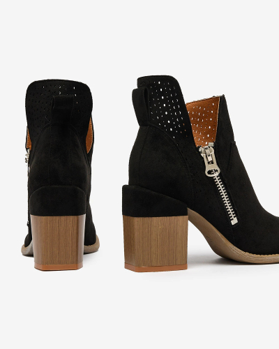 Royalfashion Черные ажурные сапоги на шпильке Veviret