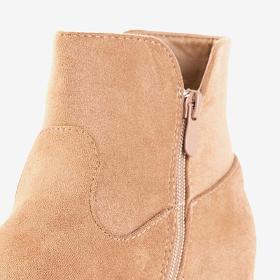 Light brown women's boots on an indoor wedge Drezden - Footwear