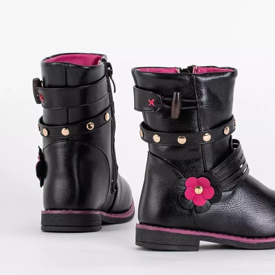 OUTLET Children's black boots with eco leather Kissi- Footwear