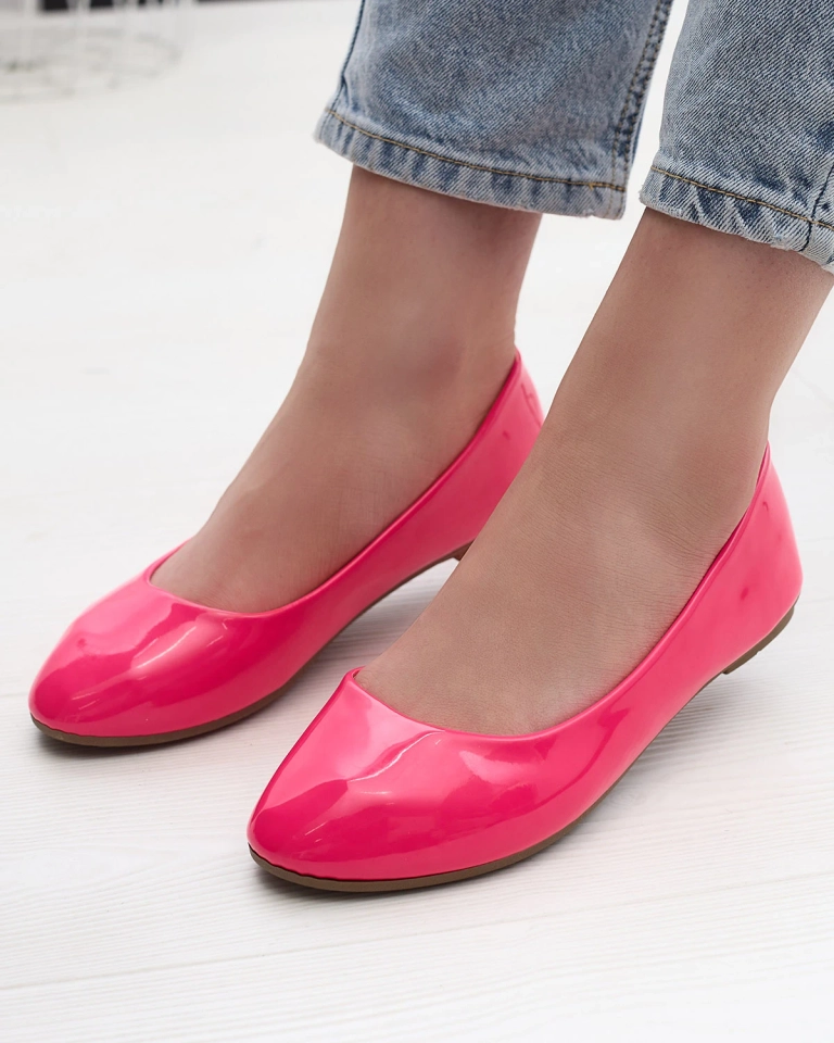 Neon pink women's lacquered ballerinas Fama - Footwear