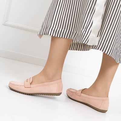Light pink women's eco-suede moccasins Teweri - Footwear