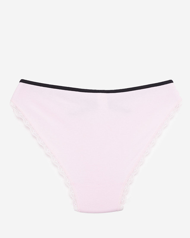 Pink women's panties with lace and stripes - Underwear