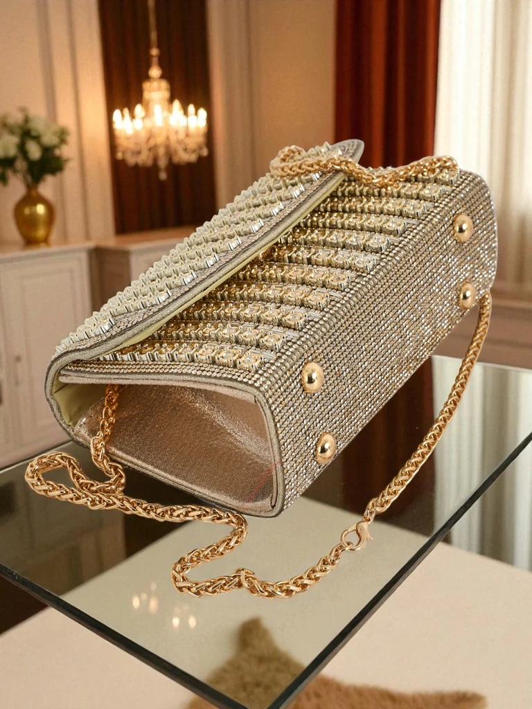 Royalfashion Kopertowa torebka damska ze cyrkoniami Elira Dusk