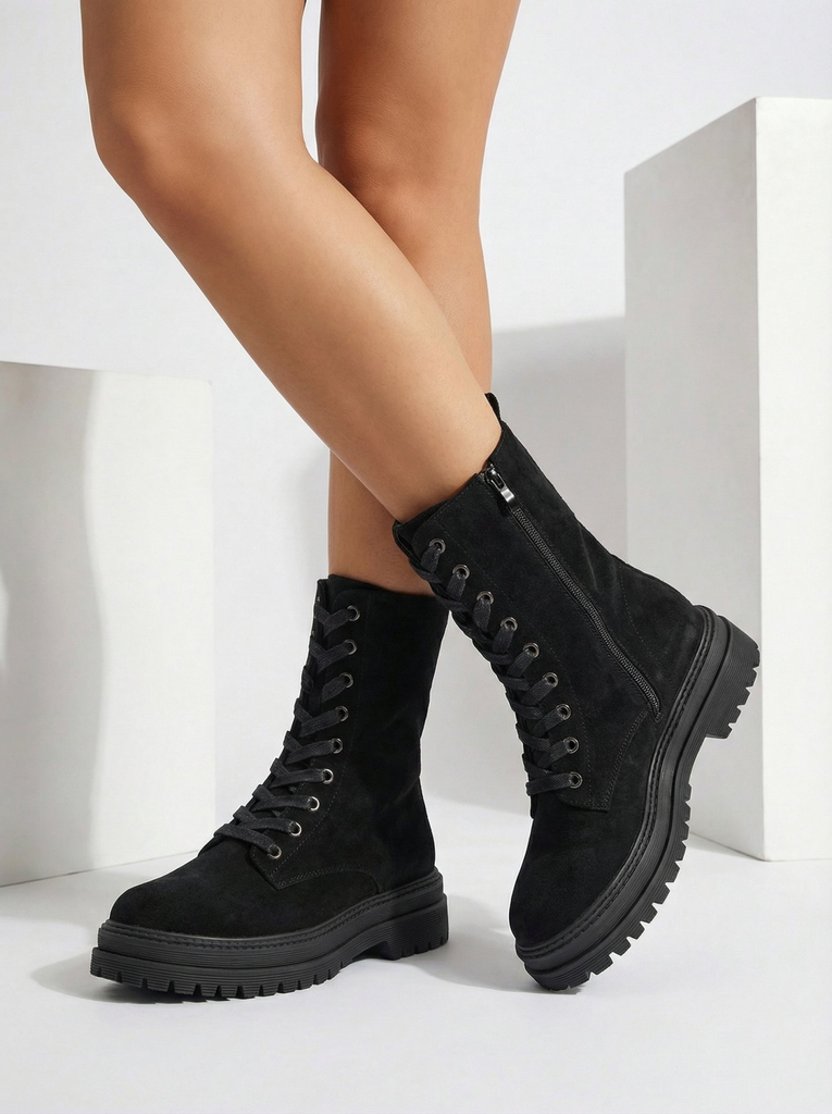 Women's Eco-Suede Worker Boots Molistea