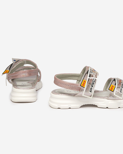 Pink children's sandals fastened with Velcro Keris - Footwear