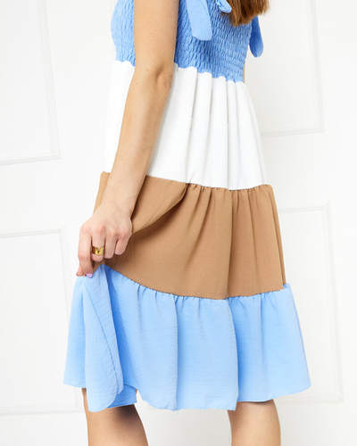 Light blue women's dress with tied straps - Clothing