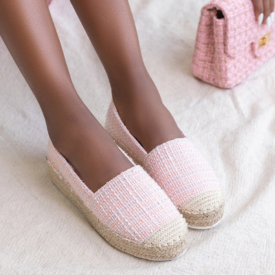 Pink women's tweed espadrilles Elizabet - Footwear