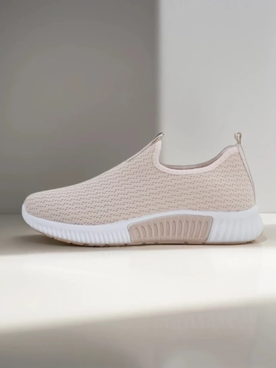Женские бежевые кроссовки Eulalia Slip-On плоский каблук ткань лето весна