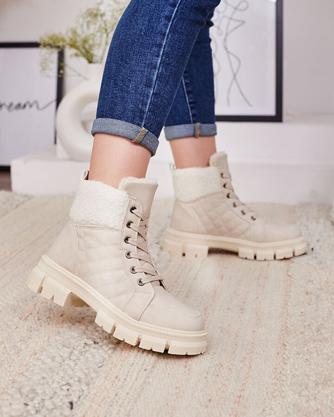 Royalfashion Bēšas krāsas sieviešu siltinātie traperu zābaki Hogenaf