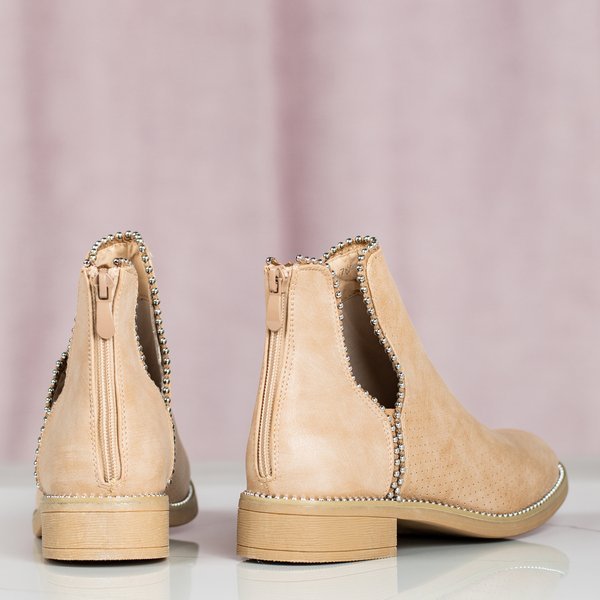 Beige boots with cut-out Schannon - Footwear 1